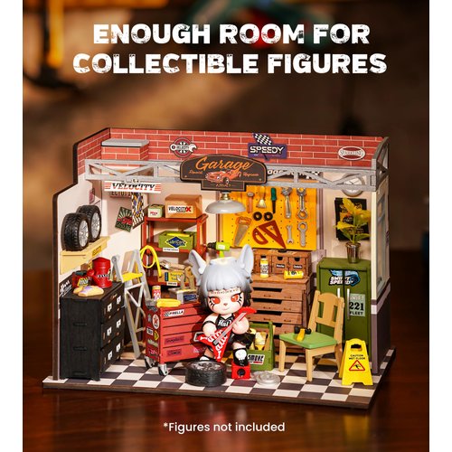 Rowood Miniature House Kit,DIY Miniature Dollhouse Craft Kits for Adults,Mini House Kits with LED,Birthday for Kids Ages 14+(Garage Workshop)