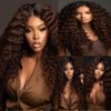 Dark Brown Deep Curly Bundles Color 4 Human Hair Chocolate Loose Deep Wave Bundles 10 12 14 inch 8a Grade Double Weft Brazilian Remy Hair Extensions Wet and Wavy Bundles Silky Soft
