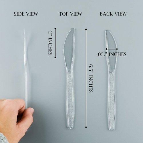 PLASTICPRO Clear Plastic Knives Disposable Cutlery Utensils 100 Count