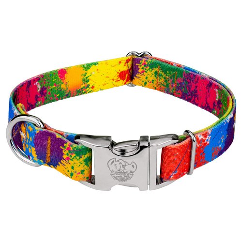 Country Brook Petz - Paint Splatter Premium Dog Collar - Groovy Collection with 12 Far Out Designs (1 Inch, Medium)