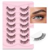 Natural Lashes False Eyelashes 14mm Strip Eyelashes Soft Wispy Lashes Thin Memory Band Volume Eye Lashes Pack C Curl Natural Eyelashes Fake Lashes 7 Pair EVENTILL