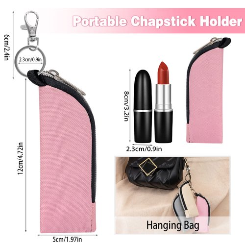 GOCOHHI Chapstick Holder, 6 Pcs Lip Balm Sleeve Pouch, Portable Lipstick Holder Bag, Mini Clip-on Makeup Travel Accessories, Great Stuffers for Women