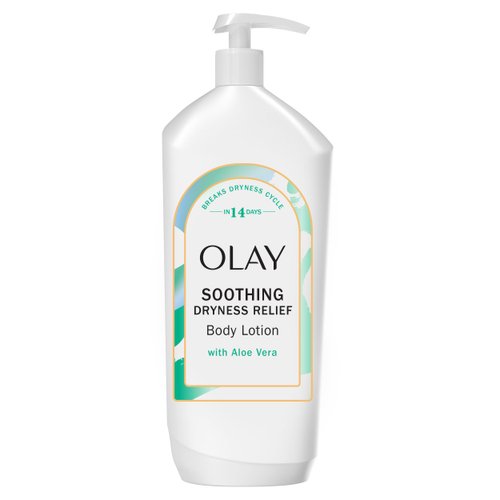 Olay Soothing Dryness Relief Hydrating Body Lotion for Women, Absorbs Instantly, Formulated with Vitamin B3 Complex, Aloe Vera Scent, 18 fl oz