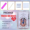 White French Tip Press on Nails Long Square - Heart Shaped Rhinestone Design Extra Long Square Fake Nails Press ons,24 Pcs Full Cover Acrylic Nails Walnut Color Glue on Nails for Women