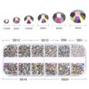 1728 Pieces Crystals Nail Art Rhinestones Round Beads Flatback Glass Charms Gems Stones and 2 Pieces Tweezers with Storage Organizer Box, SS3 6 10 12 16 20, 288 Pieces Each Size (Crystal AB)