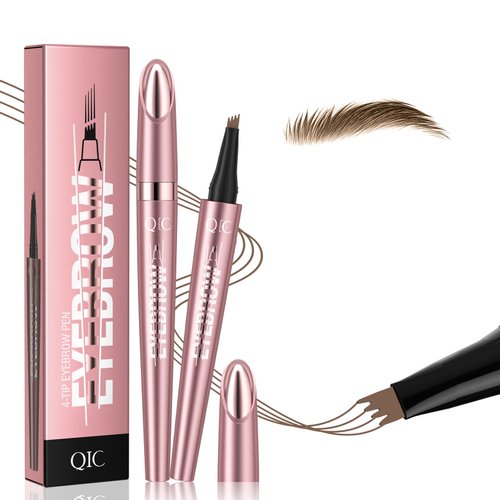 3D Waterproof Microblading Eyebrow Pen,Magic Eyebrow Pencil with 4 Fork Tip,Natural Long-Lasting Smudge-proof Fine Stroke eyebrow microblading Pen for Women(Light Brown)