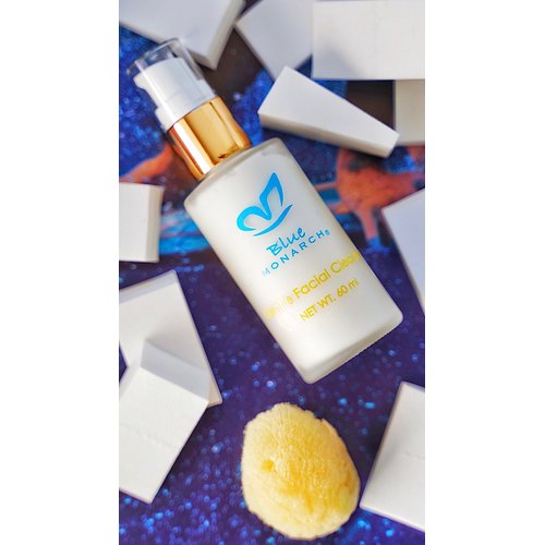 Blue Monarch Gentle Facial Cleanser & Silk Sea Sponge, Treats All Skin Types Especially Dry And Sensitive Skin| Smooths, Nourishes, Refreshes| All-Natural Ingredients, Vegan, Cruelty-Free (60 ml)