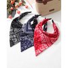 AWAYTR 3pcs Hair Bandana for Women Girls Hair Scarf Headband Bandana Double Layer Triangle Head Kerchief Boho Hair Band (Black/Red/Blue)