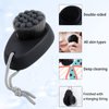2 Pack Facial Cleansing Brush 2 in 1 for Face Exfoliation, Beomeen Soft Bamboo Charcoal Microfiber Bristle Dual Face Silicone Scrubber Brush for Pore Deep Cleansing Skincare with Lid, Black+Gradient