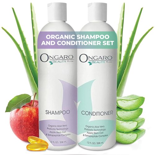 Ongaro Beauty Organic Sulfate-Free Shampoo and Conditioner Set for Women and Men, Hair Care with Aloe Vera - Cruelty-Free, Non-Toxic, Nourishing Solution for All Hair Types - 12 oz