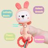 BIBEBRE Musical Rabbit Light-Up Toy and Teething Ring for Toddlers Sensory Chew and Fine Motor Skills Toy Baby Rattle and Teething Toys for 6 12 18 Month Babies (Rabbit)
