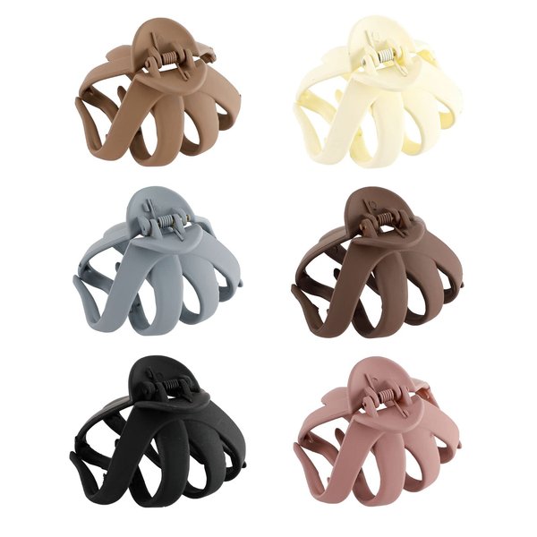 Gaprumi 6Pcs Octopus Hair Clips, Super Strong Hold Grip Hair Jaw Clip for Women and Girls, Thick Hair Accessories, 6 Colors Including White, Bean Paste Powder, Gray, Khaki, Black, Coffee