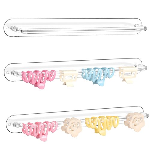 SNOWSTAR Acrylic Claw Clip Organizer Holder,3PCS Wall Holder,Claw Clip Holder and Storage,Hair Cl...