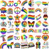 JOEHAPY 48 PCS Gay Pride Tattoos Temporary, Rainbow Temporary Tattoos For Women Men Kids Adults, LGBT Pride Face Tattoos Accessories, Rainbow Face Stickers, Pride Equality Parade Festival Party Celebrations Body Art