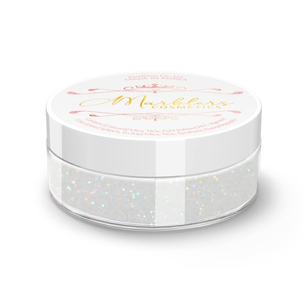 MARBLERS Holographic Face & Body Glitter [Rainbow White] 0.18oz (5g) | Chunky | Chopped | Flake | Non-Toxic | Vegan | Cruelty-Free | Festival, Rave & Party Makeup | Eye, Hair, Nail Polish, Eyeshadow