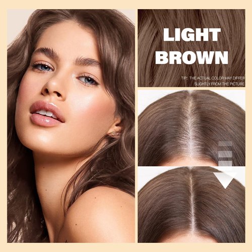 Azonbey Root Touch Up Sets,Hairline Powder Cover Up- Hairline Concealer for Thin and Thinning Hair, Water & Sweat Resistant,With Makeup Brush (Light Brown)