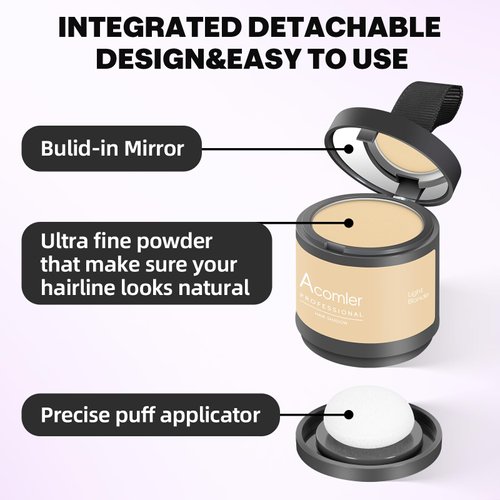 Acomler Instantly Root Cover Up Hairline Shadow Powder,Root Touch Up Hair Powder 0.35 oz, Root Concealer Gray Hair Coverage Hair Powder for Women Men with Eyebrows,Beard Line,Bald Spots(Light Blonde)