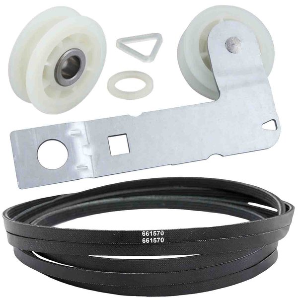 Lifetime 279640 & W10837240 & 661570 Dryer Idler Pulley Kit and Dryer Drum Belt by Seentech – Compatible with Whirlpool May-tag Kenmore Dryers – Replaces: 661570VP 661570V PS11726337 W10547290