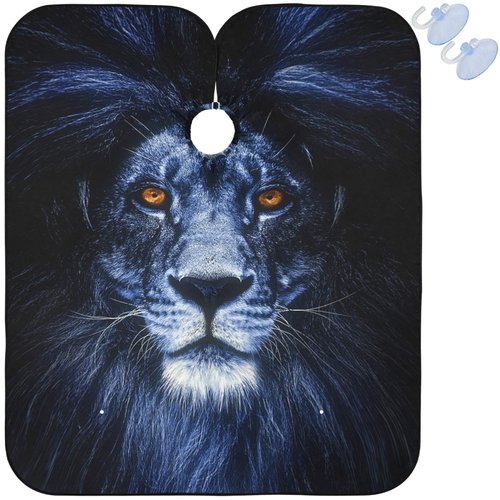 visesunny Barber Cape Black Lion Face Animal Polyester Hair Cutting Salon Cape Apron Anti-Static Haircut Shaving Cloth Beard Shaving Bib Hairdressing Cape