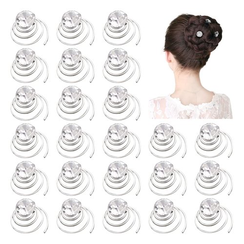 JIALWSJWAN 24 Pcs Rhinestone Spiral Hair Pins Metal Spiral Decoration Hair Clips Crystal Spiral Hairpins for Wedding Bridal Prom Party