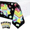 Hegbolke 4 Pack 80s Plastic Party Tablecloths - Back to The 80s Party Decorations 80’s Party Table Cover for 80s Theme Birthday Party Supplies Throwback Birthday Party Decoration