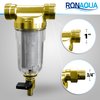 Reusable Whole House Spin Down Sediment Water Filter. Prefilter Removes Sediment, Rust, Sand from Water, 40 Micron, ¾ or 1 Inch Inlet/Outlet, by Ronaqua WELL-MATCHED with WSP-50, HQ-180ZA-50