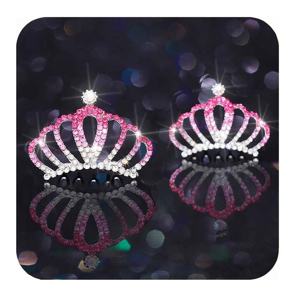 Kilshye Silver Girls Tiaras Combs Princess Crystal Tiara Haircomb 2Pcs Rhinestone Costume Crowns Hair Accessories for Kids (Pink)
