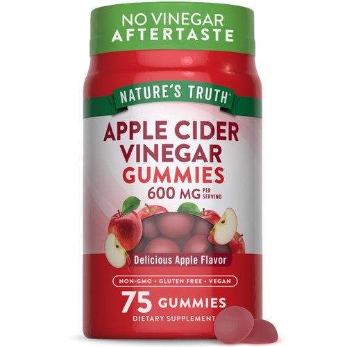 Apple Cider Vinegar Gummies | 600 mg | 75 Gummies | Apple Flavor | Vegan, Non-GMO, Gluten Free Supplement | by Nature's Truth