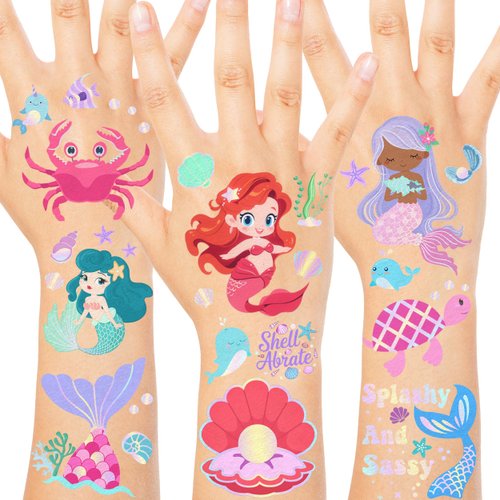 Mermaid Temporary Tattoos, Mermaid Tattoos, Mermaid Tattoos Stickers, Little Mermaid Party Decorations, Mermaid Party Favors, Mermaid Birthday Decorations, Mermaid Birthday (MERMAID)