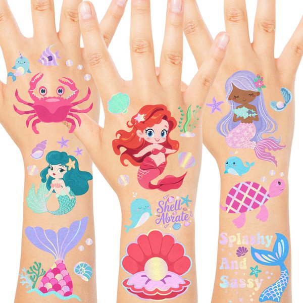 Mermaid Temporary Tattoos, Mermaid Tattoos, Mermaid Tattoos Stickers, Little Mermaid Party Decorations, Mermaid Party Favors, Mermaid Birthday Decorations, Mermaid Birthday (MERMAID)