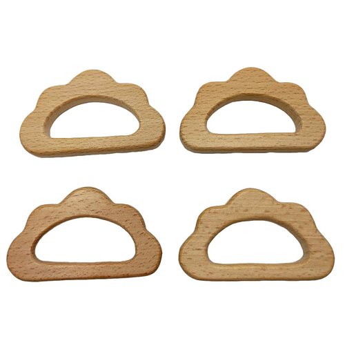 5pcs Natural Wood Cloud Shape Teether Toys DIY Teething Necklace Cute Animal Pendant Nursing Soothing Accessories (Cloud 5pcs)