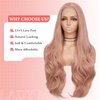 Lady Miranda 26 Inch 13×3 Ash Pink Synthetic Lace Front Wig HD Lace Front Wigs 180% Density Synthetic Lace Front Wigs Pre Plucked Natural Lace Front Wigs Synthetic Hair For Women (26 Inch, Ash Pink)