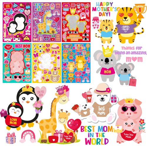 Mothers Day Crafts for Kids Classroom 36 Sticker Sheet, Make Mother's Day Cards Bulk to Mom from Kids, DIY Preschool Mothers Day Crafts for Toddlers, Mothers Day Gifts for Kids Arts and Crafts