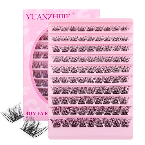 DIY Lash Extension Matte Black Individual Eyelash Extension D Curl 8-16mm Mix Length Cluster Lashes Individual Eyelashes DIY Lash Extensions at Home (0.07-D-MIX-52)