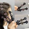 4PCS Satin Fabric Rhinestone Hair Bands, Four-Leaf Clover Fashion Double Layer Mini Hair Clip, Sparkling Crystal Stone Braided Hair Clips，Braided Hair Clip with Rhinestones for Women