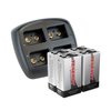 Tenergy TN294 4-Bay 9V Li-ion Battery Charger + 4pcs 9V 600mAh Li-ion Rechargeable Battery