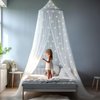 UB-STORE Canopy for Girls Bed with Pre-Glued Glow in The Dark Stars - Princess Mosquito Net Room Decor - Kids & Baby Bedroom Tent with Galaxy Lights - 1 Opening Canopy Bed & Hanging Kit Included
