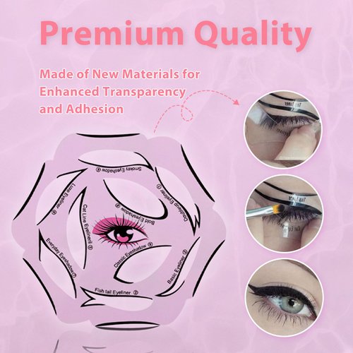 2Pcs Eyeliner Stencils Set 6 in 1 Reusable Templates for Winged Liner and Eyeshadow Includes Stickers and Pads Ideal Makeup Tool for Hooded Eyes and Eye Shadow Application
