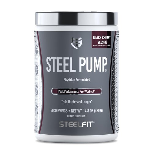 SteelFit Steel Pump | Advanced Pre Workout Powder & Nitric Oxide Supplement | Black Cherry Slushie, 30 Servings | for Muscle Building & Recovery | Made with Peak ATP, Ashwagandha, & Electrolytes