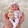 Mire & Mire Reborn Baby Dolls 7 "Girl Open Eyes Smile Full Silicone Mini Baby Doll with Feeding Accessories-A