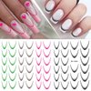 12Sheets Gradient French Line Nail Stickers, Colorful Stripes Line Transfer Decals Curved Lines Nail Art Designs Self-Adhesive Nail Tips Guides Fashion Nail Accessories Gel Polish Wraps Stencil Tools