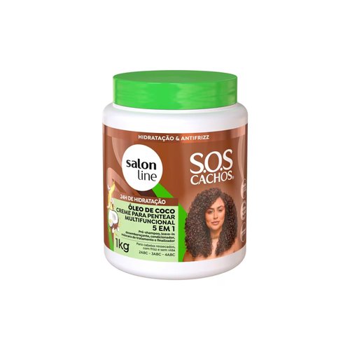 Salon Line - Linha SOS Cachos (Oleo de Coco) - Creme para Pentear Tratamento Profundo 1 Kg - (SOS...