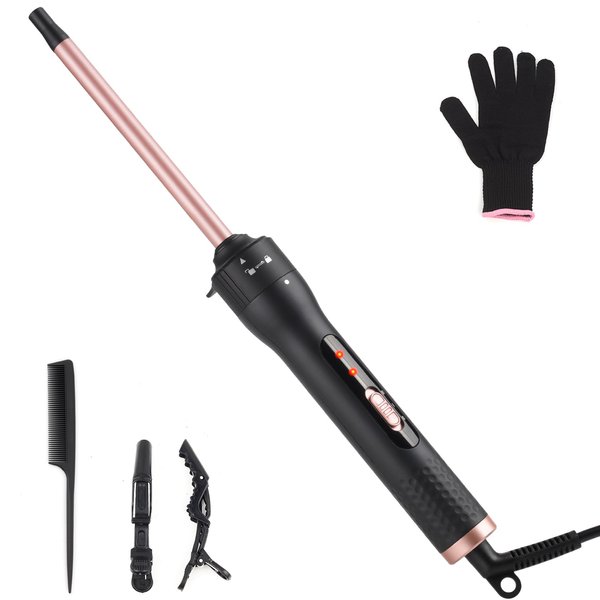UNOBEY Curling Wand Professional Ceramic Hair Curling Iron 13mm for Short to Long Hair Styler Curler with Glove, Rapid Heating, Dual Voltage