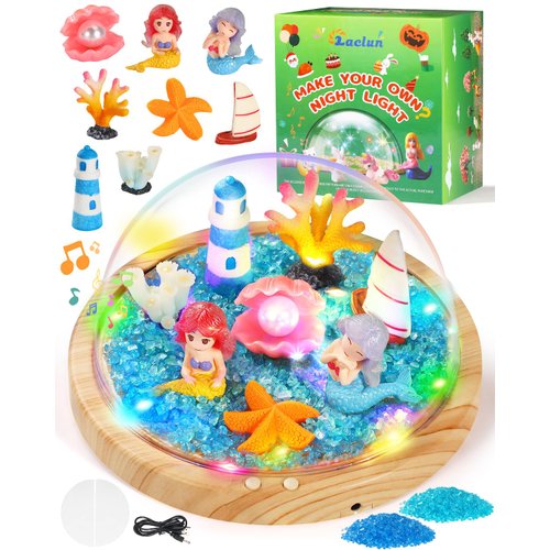 Mermaid Toys for Girls , Make Your Own Mermaid Night Light with Music,Arts and Crafts for Kids,Gifts for 3-8 Year Old Girls,4 5 6 7 8 9 10 Year Old Girl Birthday Gifts,Ideal Christmas Gifts Best Toy