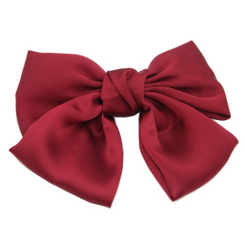 1PCS Big Red Hair Bows Decorative Hair Clips Butterfly Barrettes Silk Hair Bow Satin and Spring Clip Hairpins for Lady Girls Long Hair Style