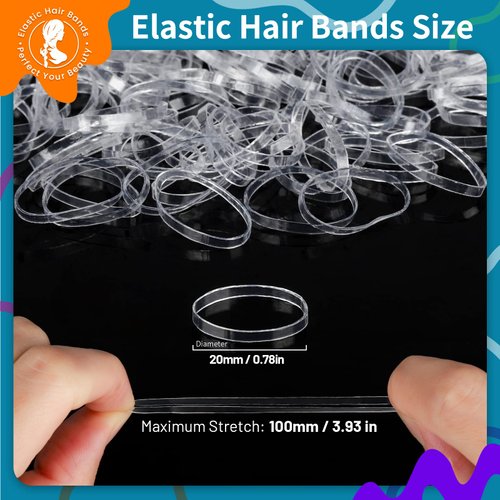 Teenitor Clear Hair Elastics,Clear Rubber Bands for Hair, Clear Hair Ties