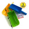 Matty's Toy Stop 9" Kids Short Handle Sand Scoop Plastic Shovels for Sand & Beach (Yellow, Blue & Green) Gift Set Bundle - 3 Pack