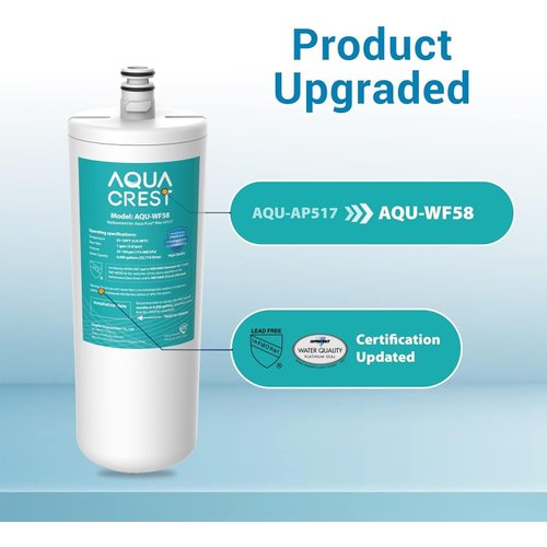 AQUACREST AP517 Under Sink Water Filter, Replacement for Aqua-Pure® AP517, AP51711, AP510, AP517EA, CS-61, CF8504-A, CFS51701 (Pack of 1), Model No.AQU-WF58, Package May Vary