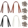 PH PandaHall 4 Colors Leather Bag Handles, 4pcs 23.7 Inch Leather Bag Straps with Silver Rivets Purse Handles Short Handbag Strap Replacement Handles for DIY Handbags Crochet Bags Tote Bag Making