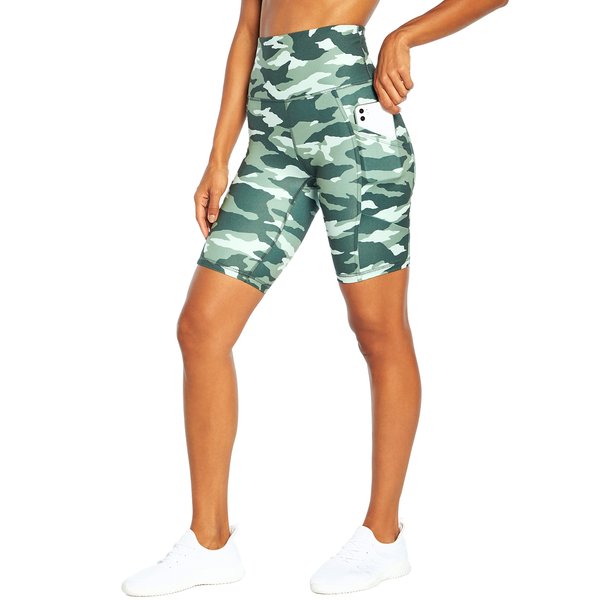 Marika Women's Standard Brenda High Rise Tummy Control Bermuda Short, Balsam Green Lance Camo, Small